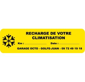 Etiquette RECHARGE DE CLIMATISATION